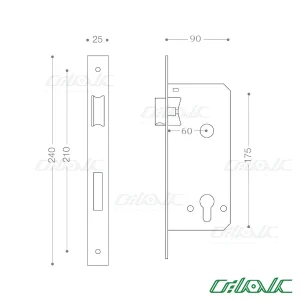 نقشه ابعاد قفل سوئیچی آکس ۶ بهریزان مدل ML-600