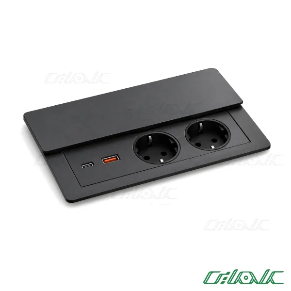 پریز توکار رومیزی دو خانه با USB سری TENZA ملونی مدل 10174